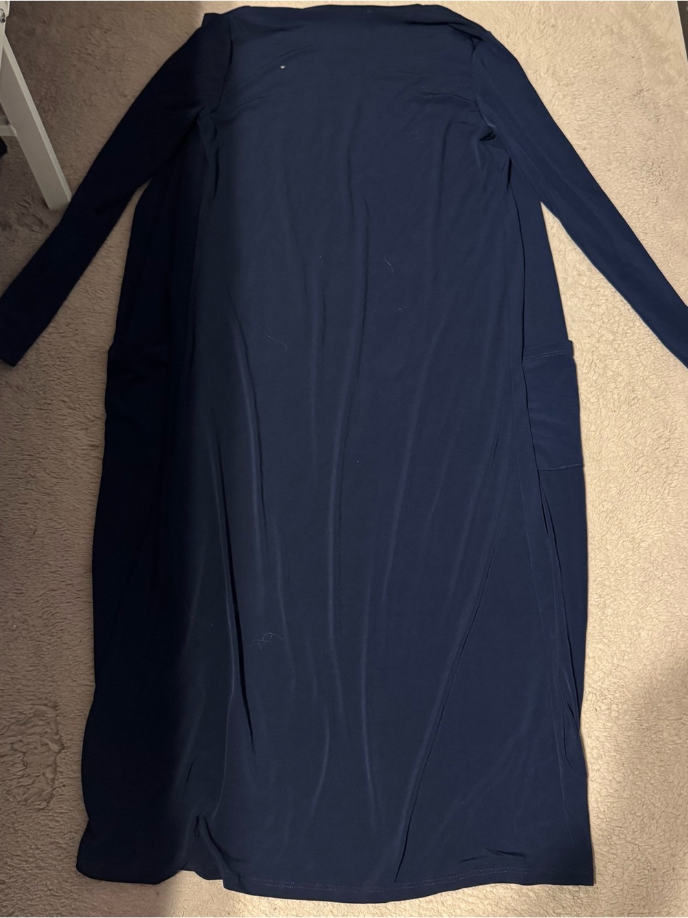Brigitte Brianna Sexy Modest Duster Lifestyle Cardigan Navy Blue Size Small Long - Picture 5 of 5